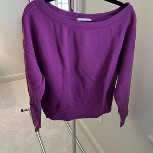 Spiritual Gangster Purple off the shoulder Sweatshirt